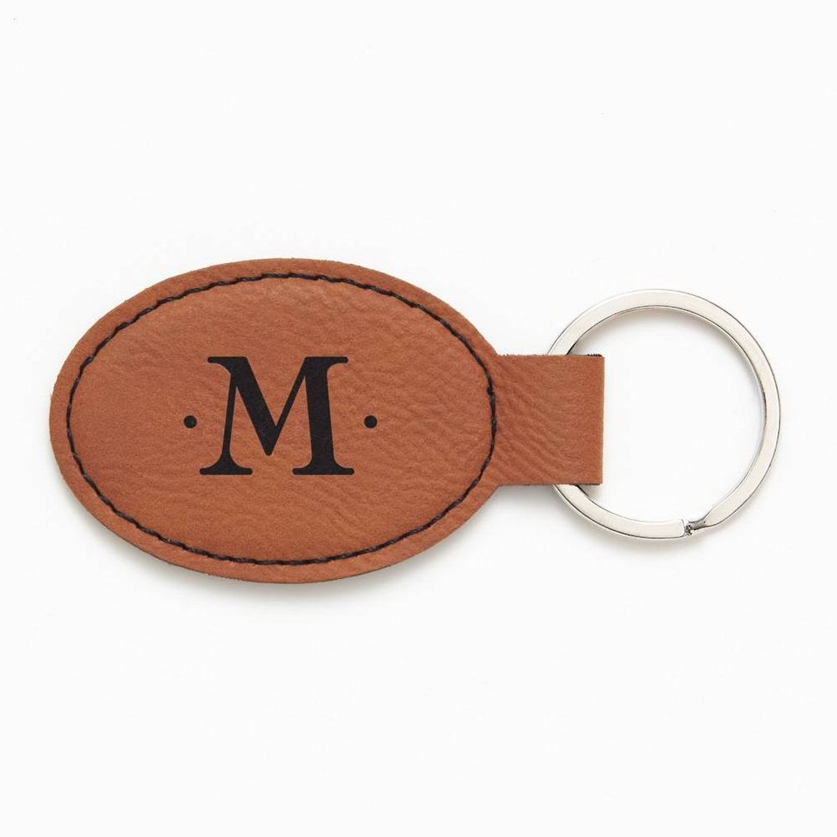 Single Initial Monogram Brown Key Fob