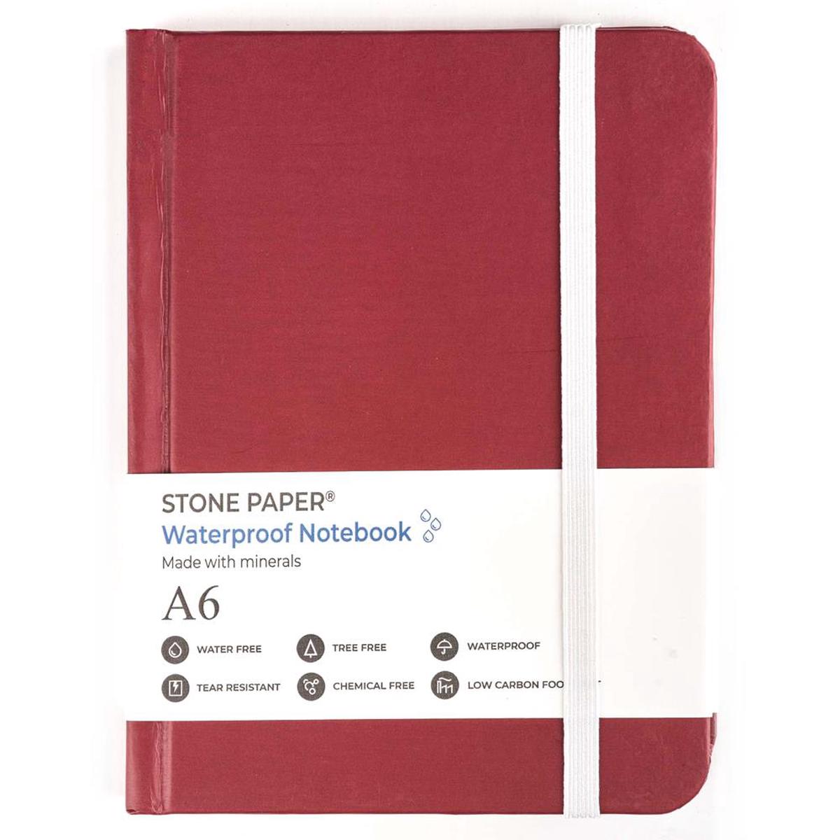 Stone Paper Notebook - A6 Ruby Red with Elastic