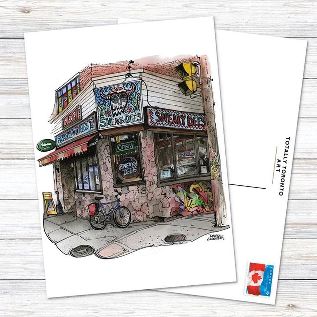 David Crighton Postcard - Sneaky Dee's
